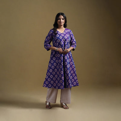 Handloom mercerised cotton pochampally ikat 2pc kurta set