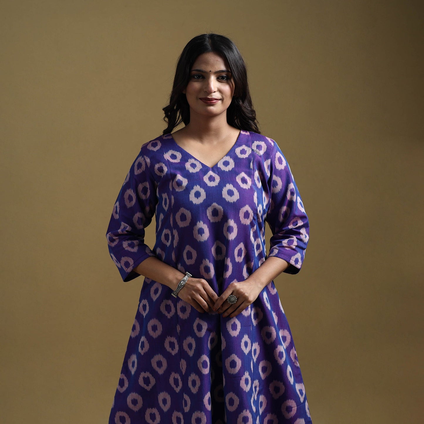 Handloom mercerised cotton pochampally ikat 2pc kurta set