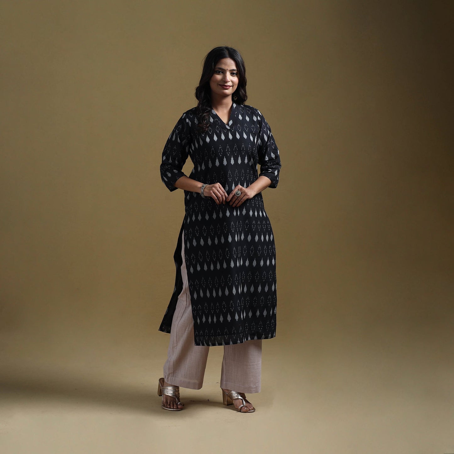 Handloom mercerised cotton pochampally ikat 2pc kurta set