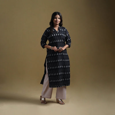 Handloom mercerised cotton pochampally ikat 2pc kurta set