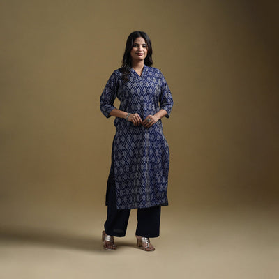 Handloom mercerised cotton pochampally ikat 2pc kurta set