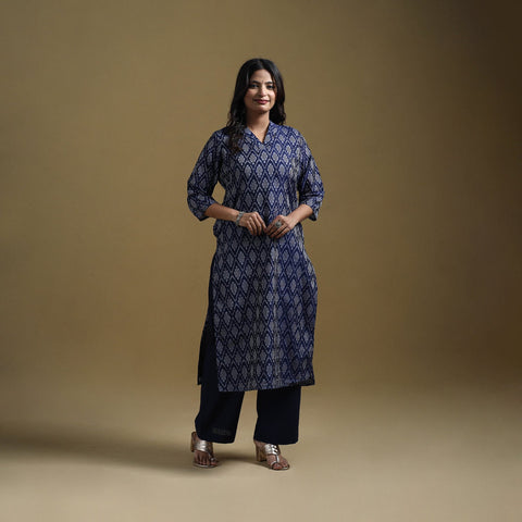 Handloom mercerised cotton pochampally ikat 2pc kurta set