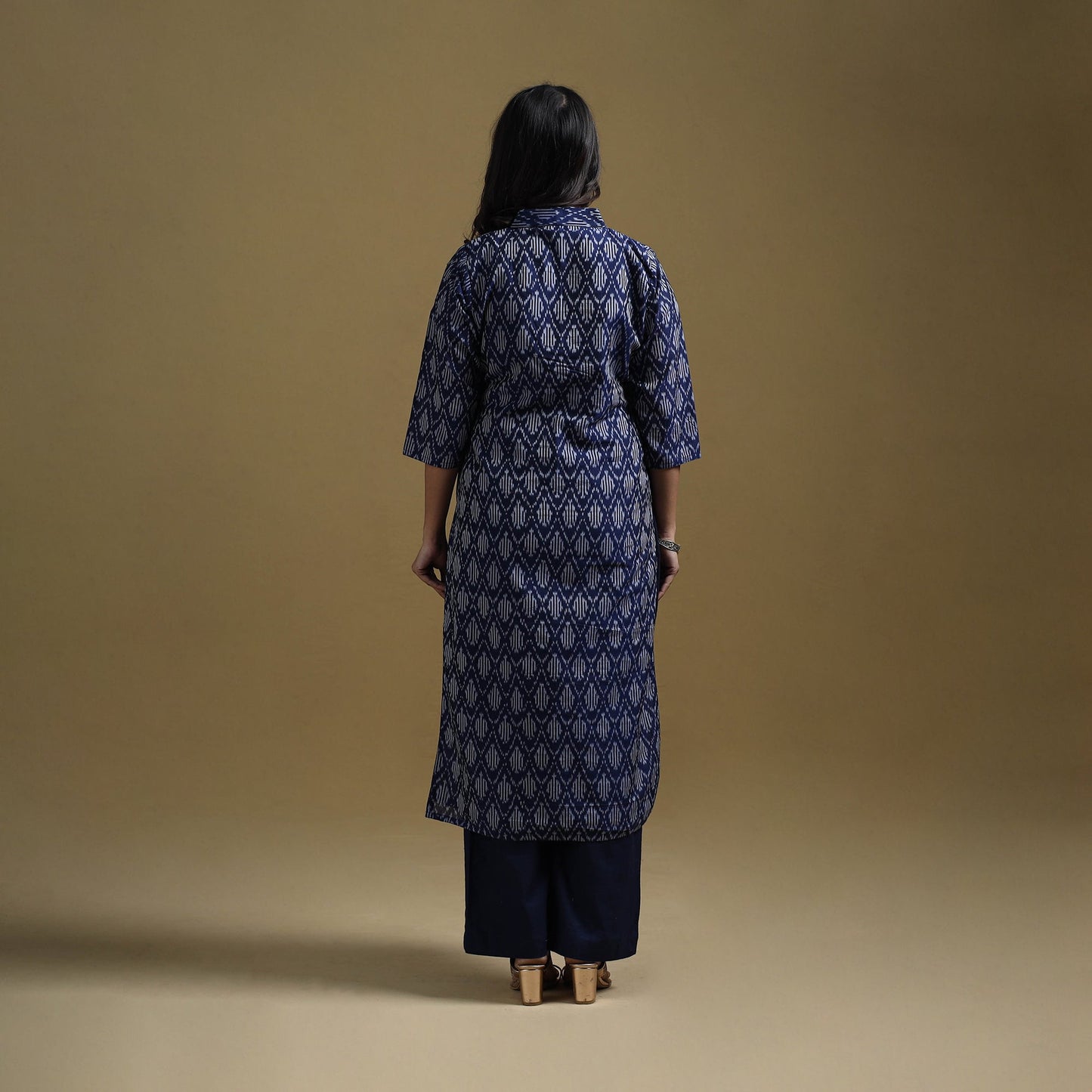 Handloom mercerised cotton pochampally ikat 2pc kurta set