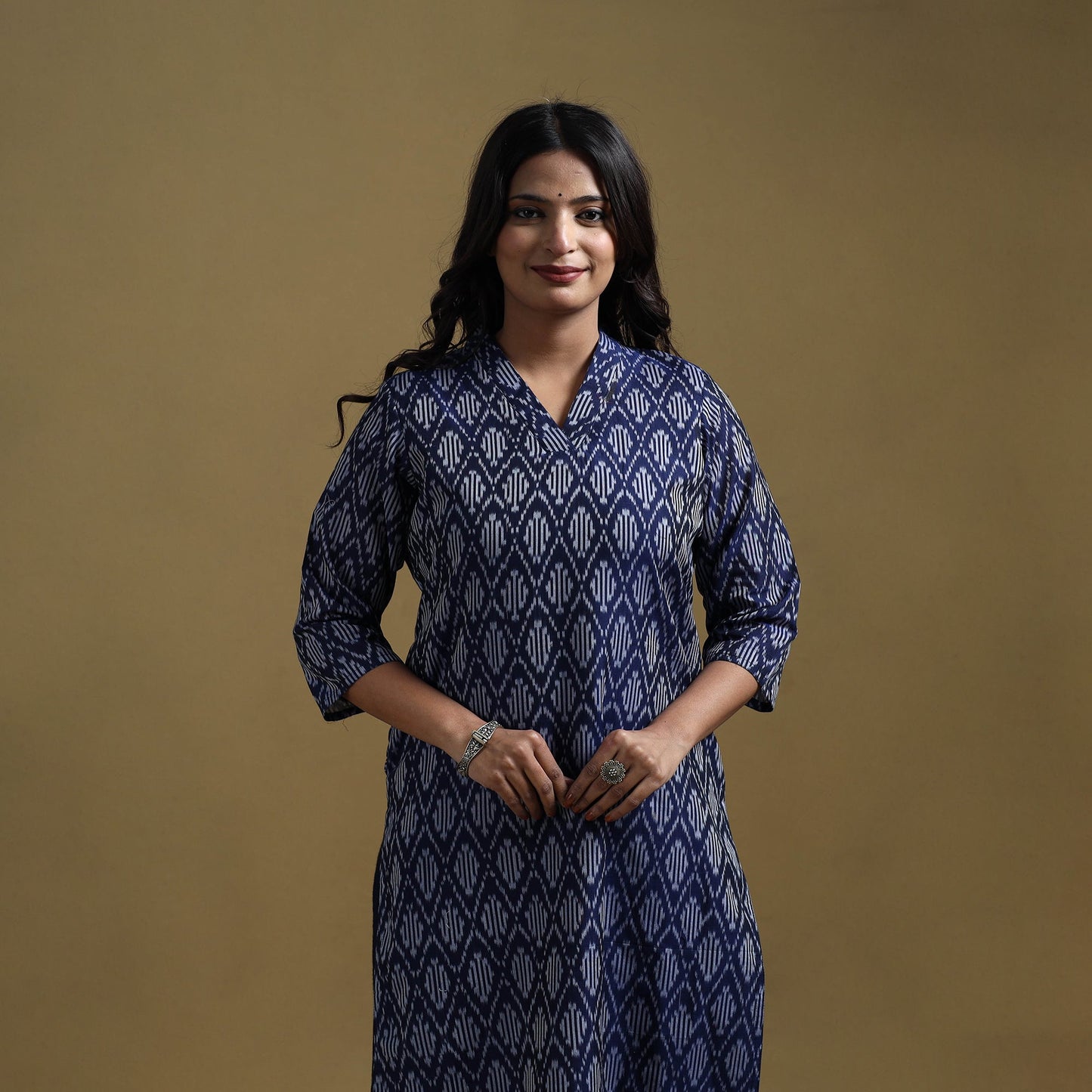 Handloom mercerised cotton pochampally ikat 2pc kurta set