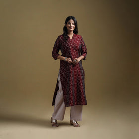 Handloom mercerised cotton pochampally ikat 2pc kurta set