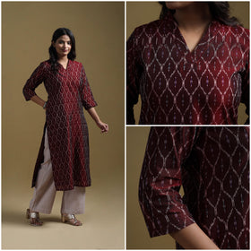 Handloom mercerised cotton pochampally ikat 2pc kurta set