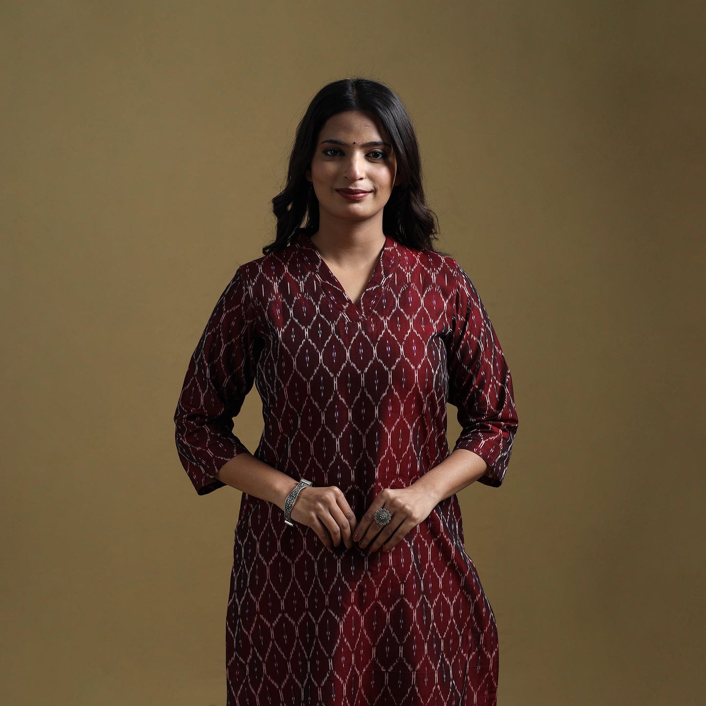 Handloom mercerised cotton pochampally ikat 2pc kurta set