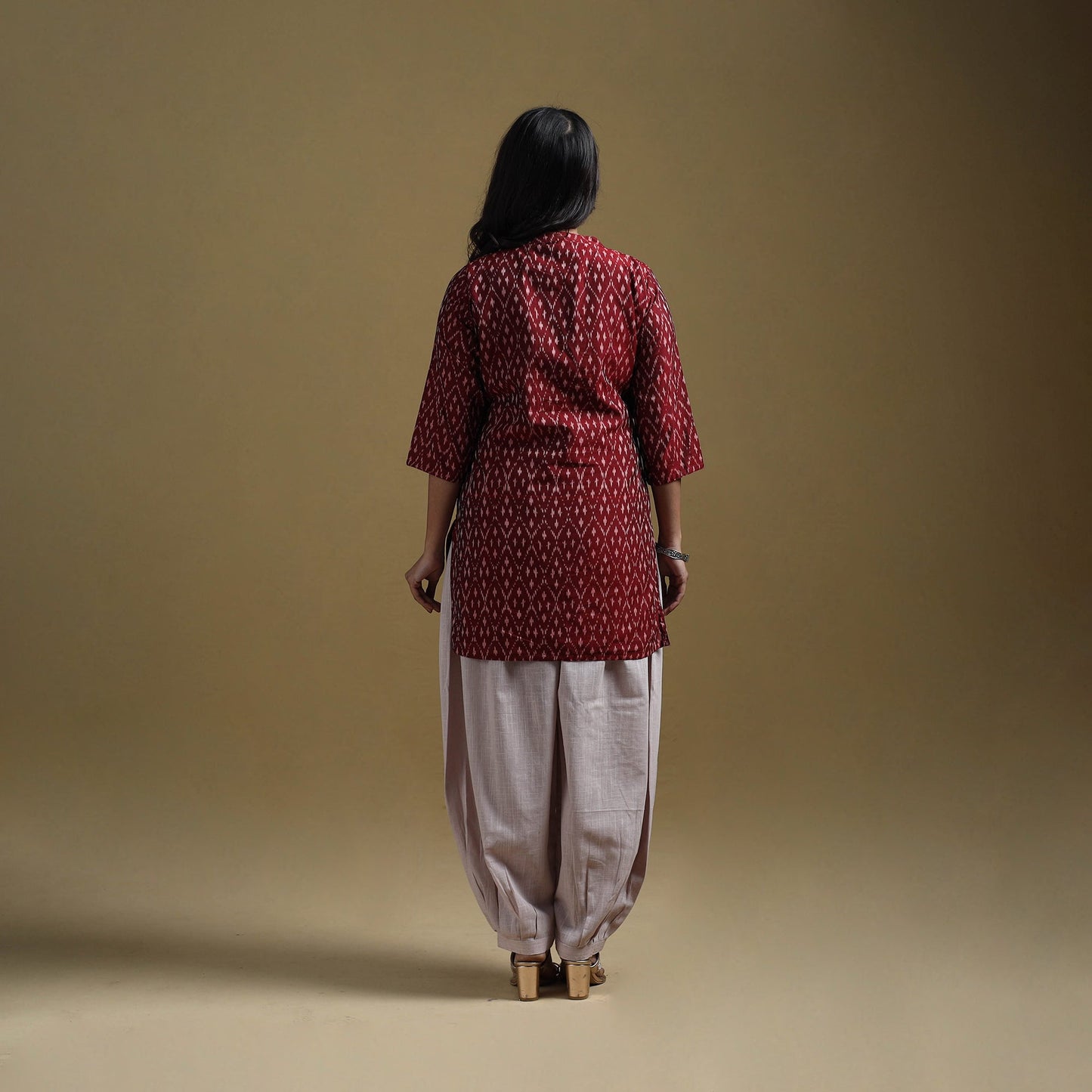 Handloom mercerised cotton pochampally ikat 2pc short kurta