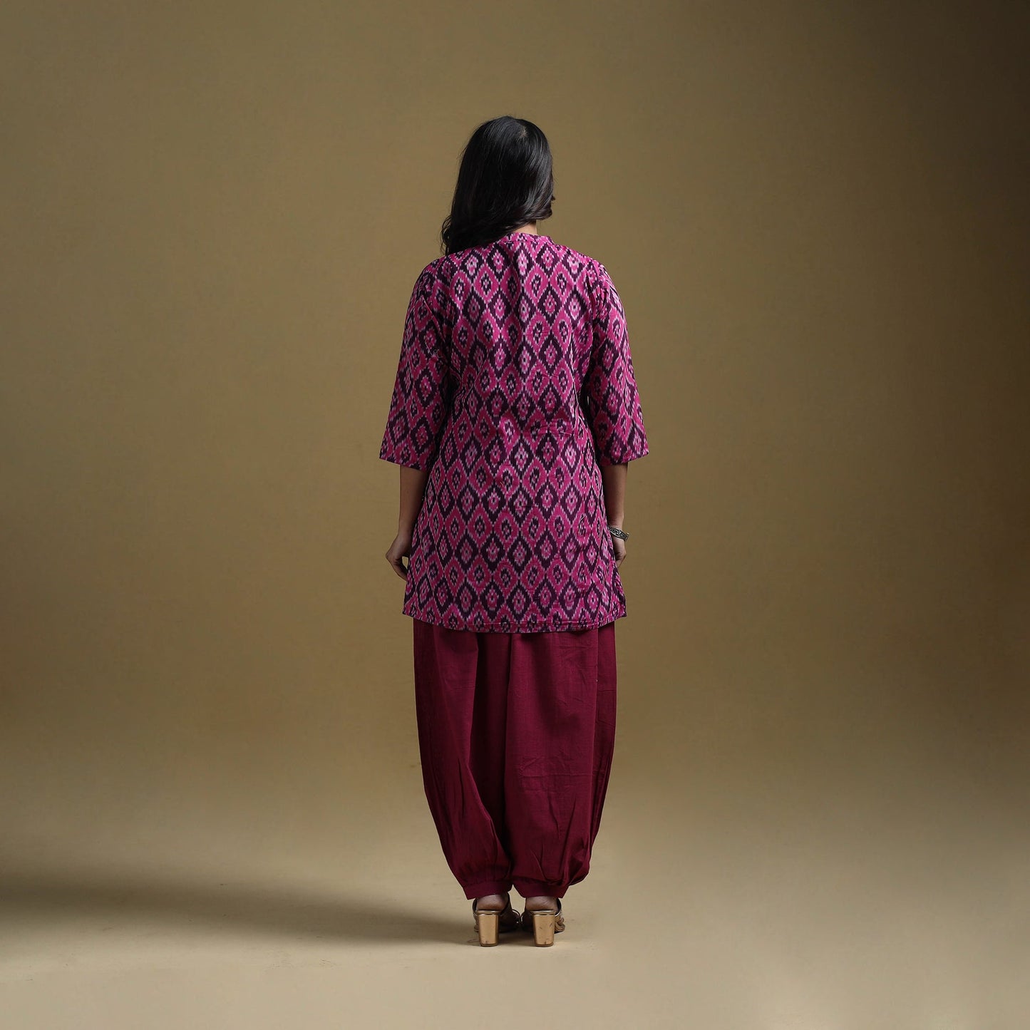 Handloom mercerised cotton pochampally ikat 2pc short kurta