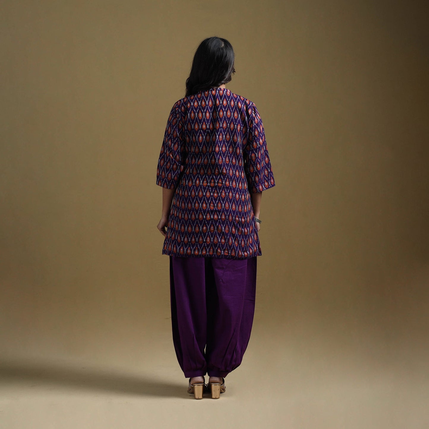 Handloom mercerised cotton pochampally ikat 2pc short kurta