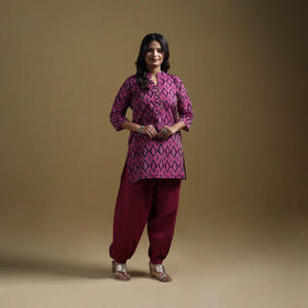 Handloom mercerised cotton pochampally ikat 2pc short kurta