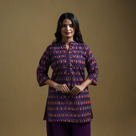 Handloom mercerised cotton pochampally ikat 2pc short kurta