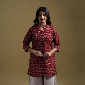 Handloom mercerised cotton pochampally ikat 2pc short kurta