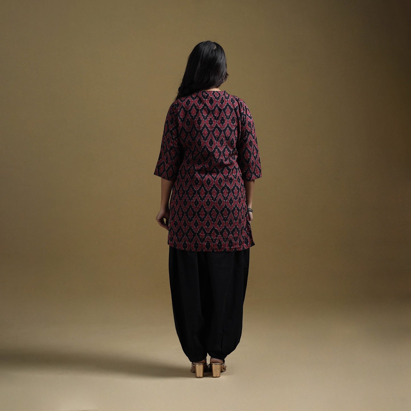 Handloom mercerised cotton pochampally ikat 2pc short kurta