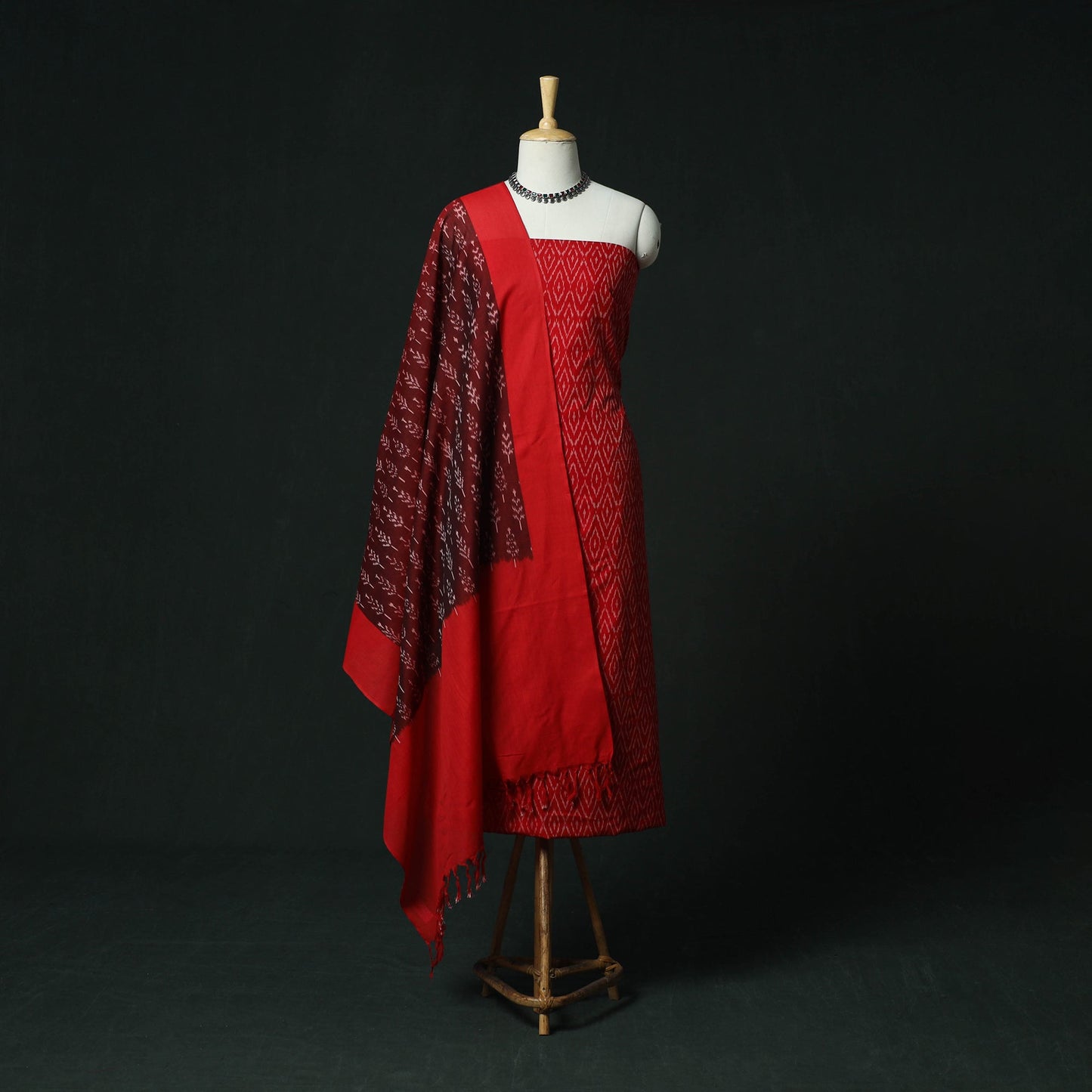 Handloom mercerised cotton pochampally ikat 2pc unstitched