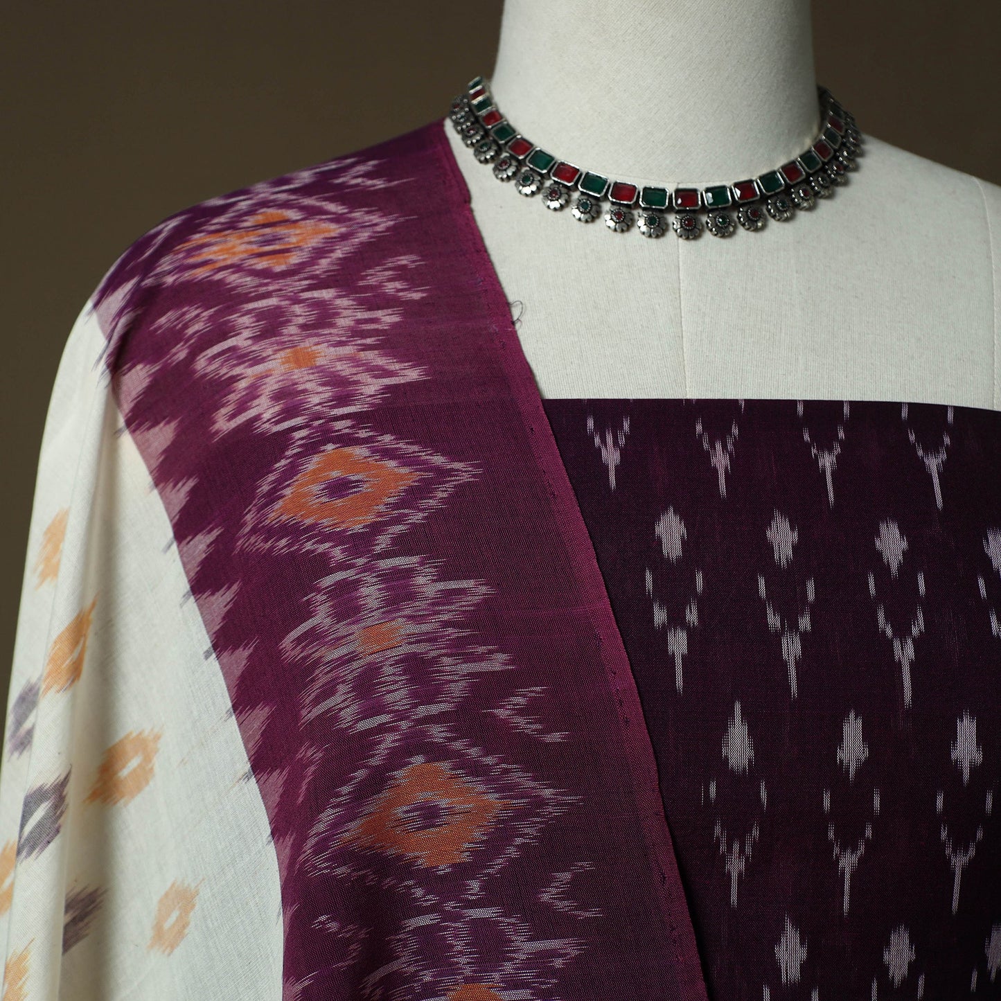 Handloom mercerised cotton pochampally ikat 2pc unstitched