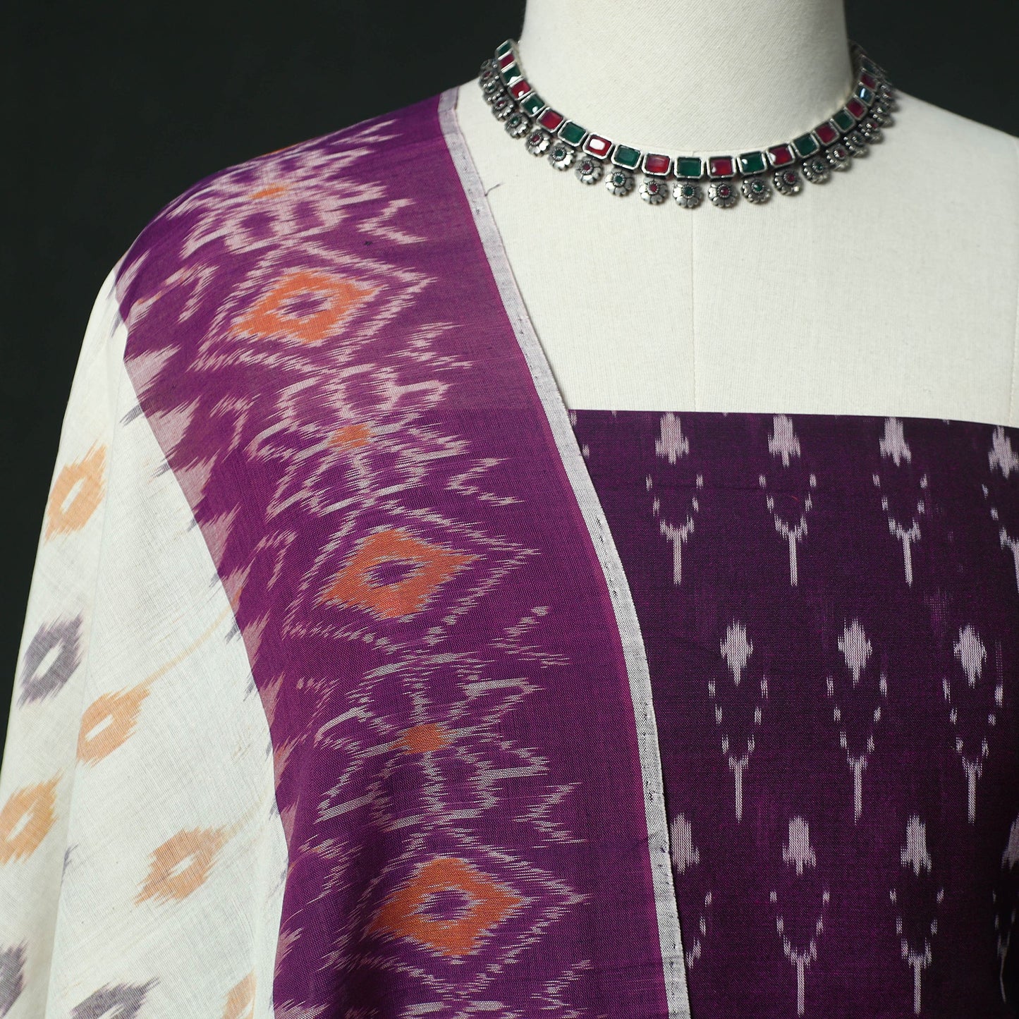 Handloom mercerised cotton pochampally ikat 2pc unstitched