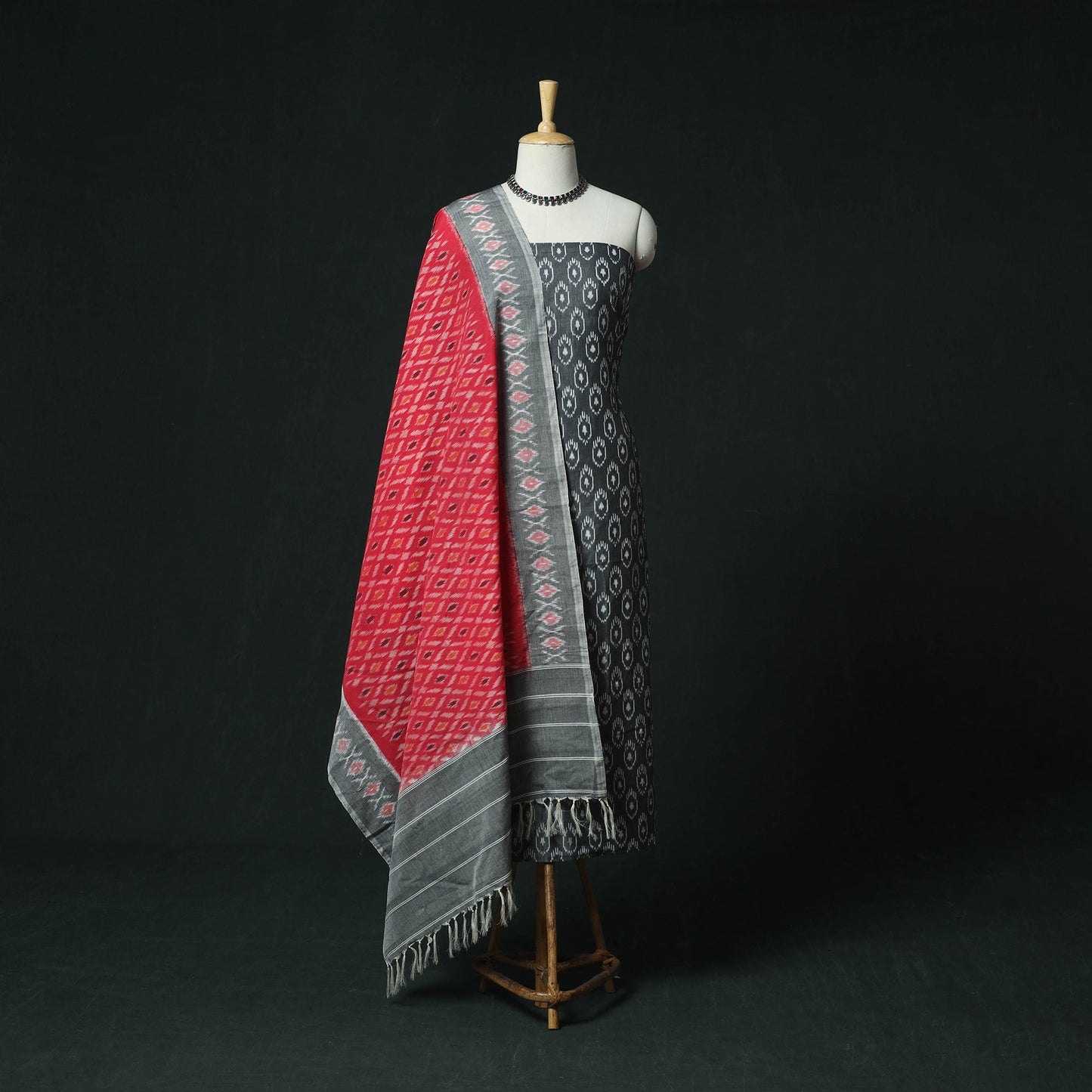 Handloom mercerised cotton pochampally ikat 2pc unstitched
