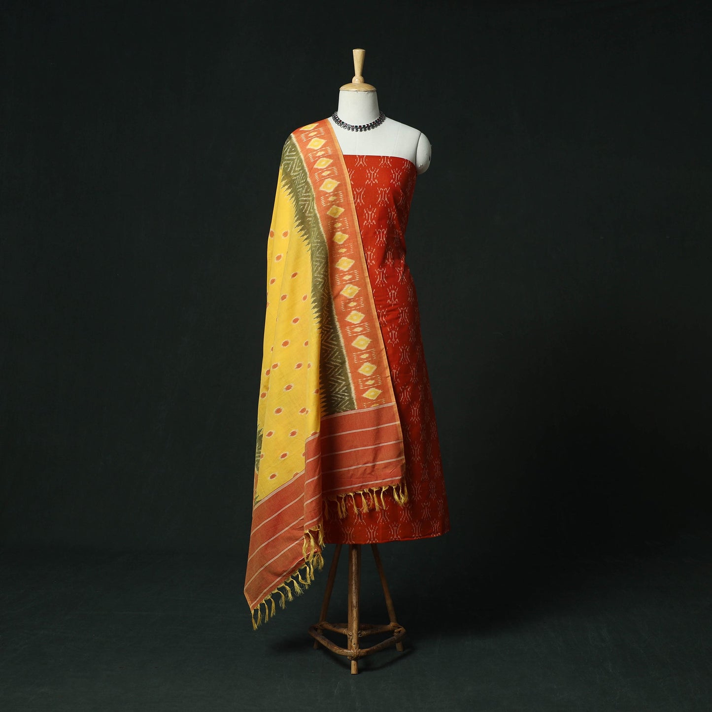 Handloom mercerised cotton pochampally ikat 2pc unstitched