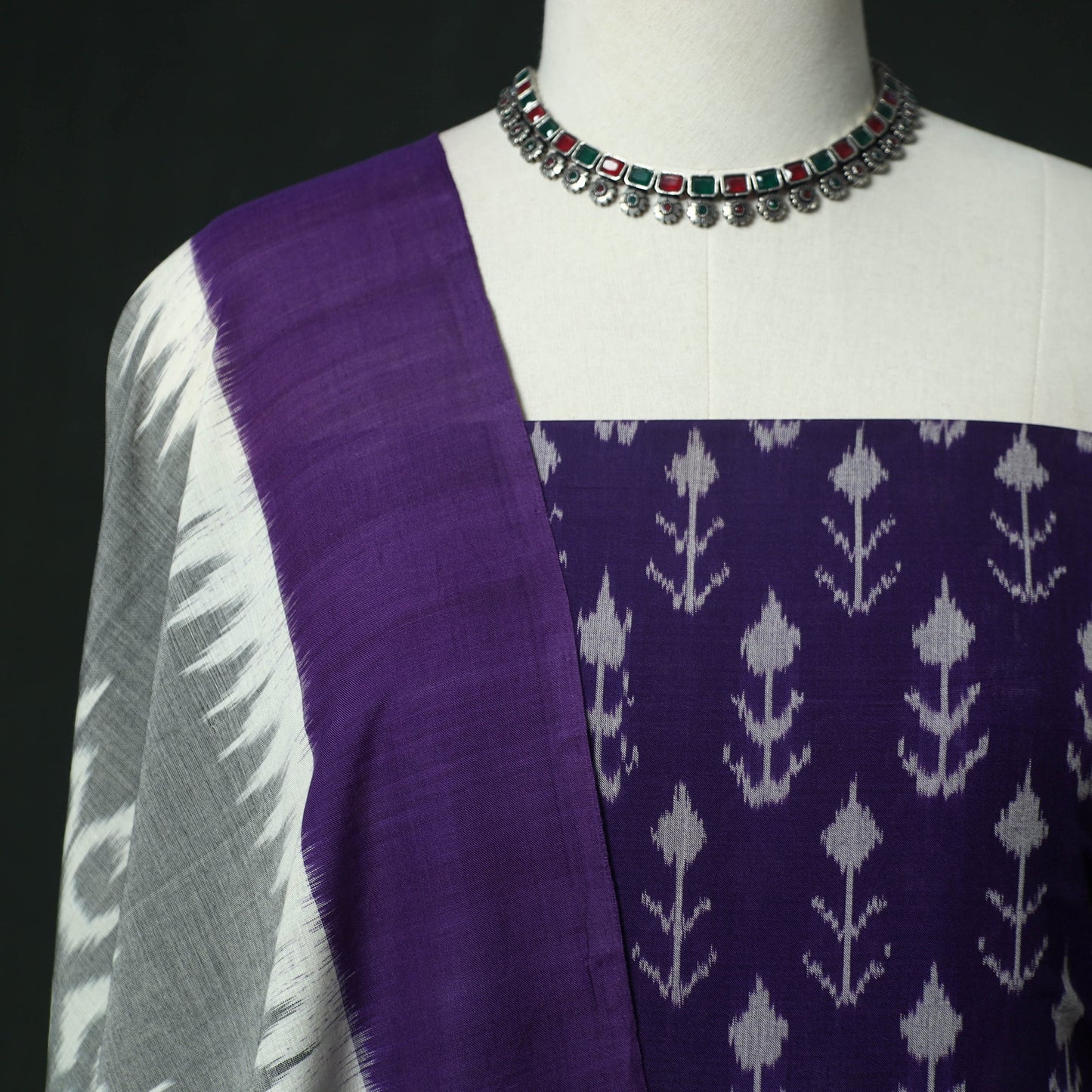 Handloom mercerised cotton pochampally ikat 2pc unstitched