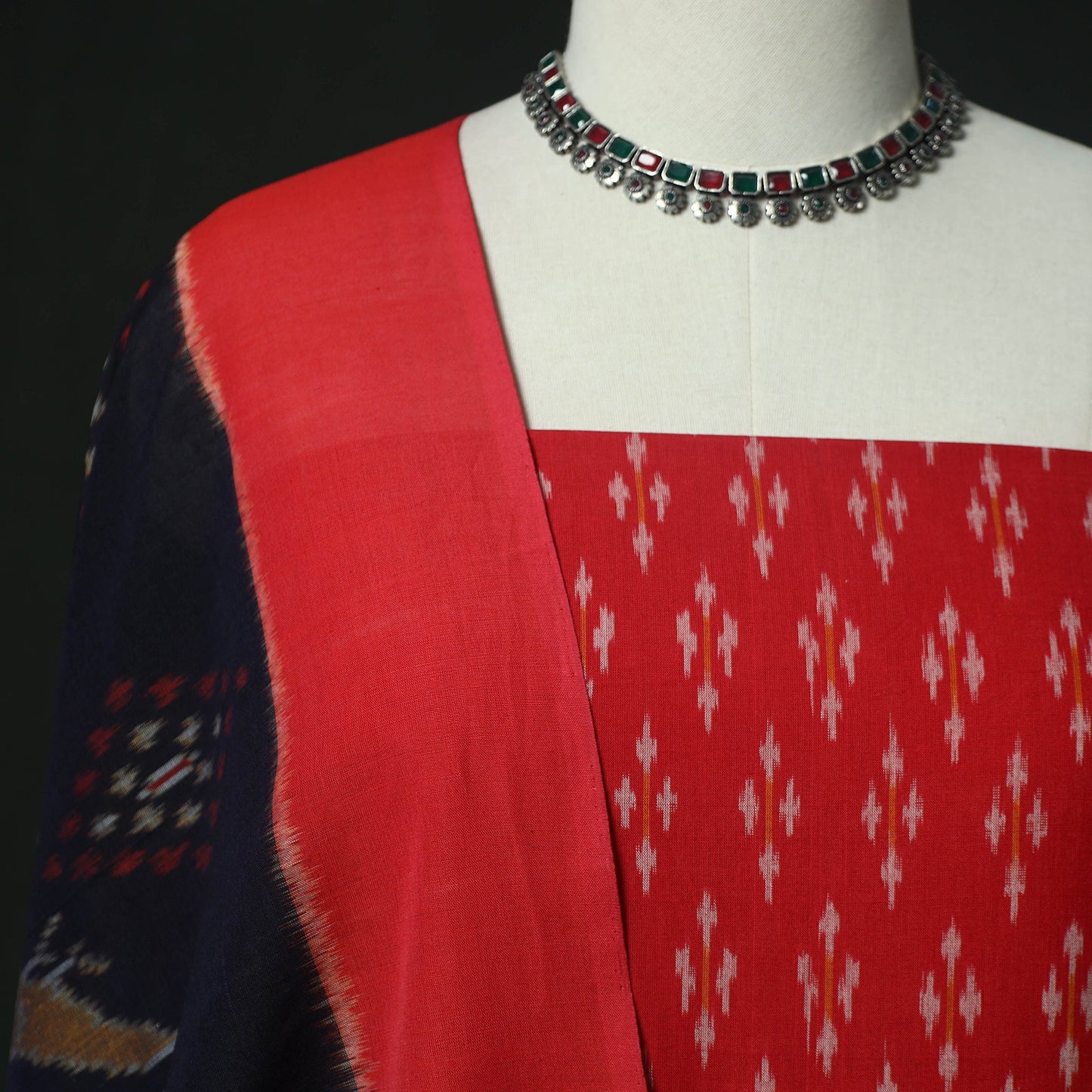 Handloom mercerised cotton pochampally ikat 2pc unstitched