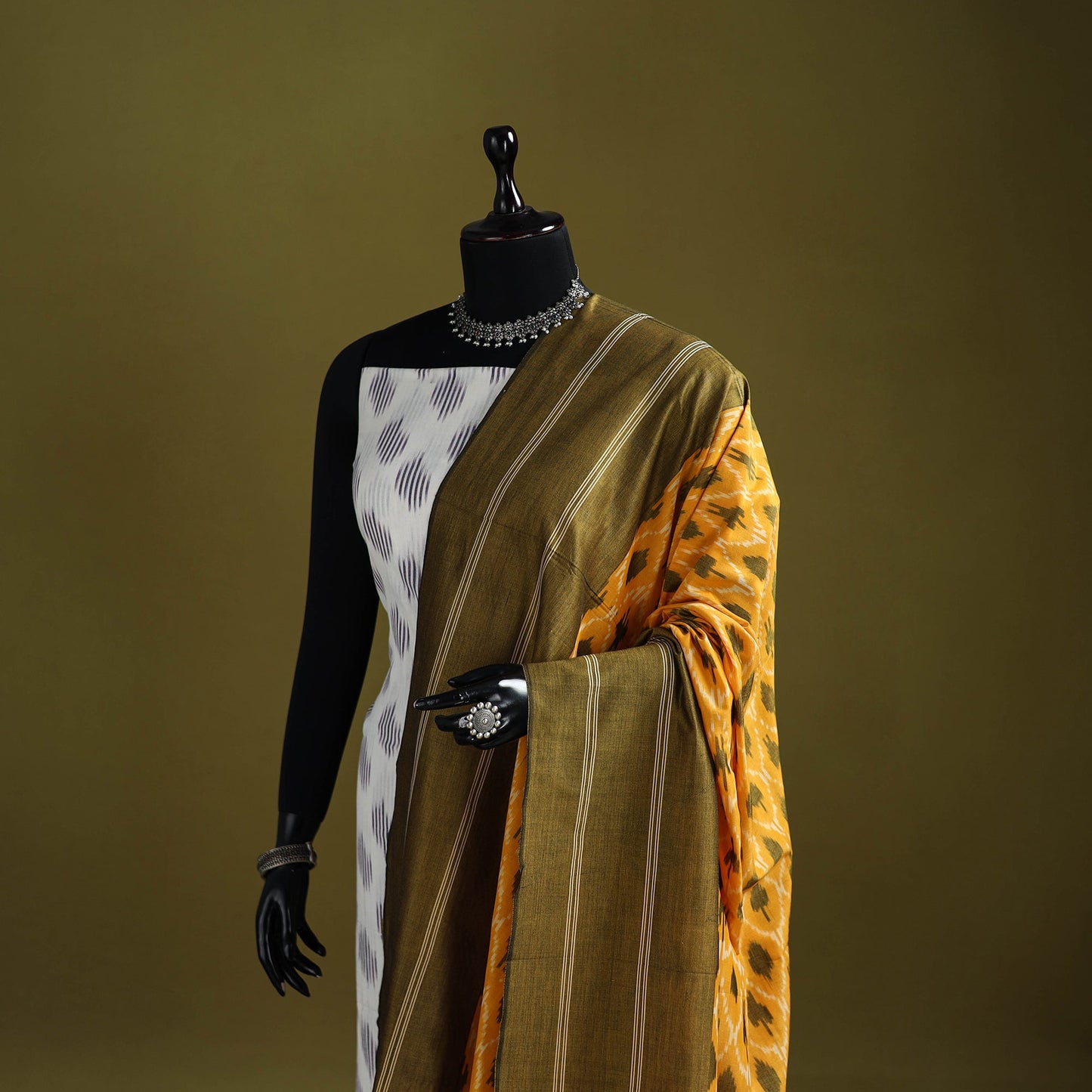 Handloom mercerised cotton pochampally ikat dupatta 35