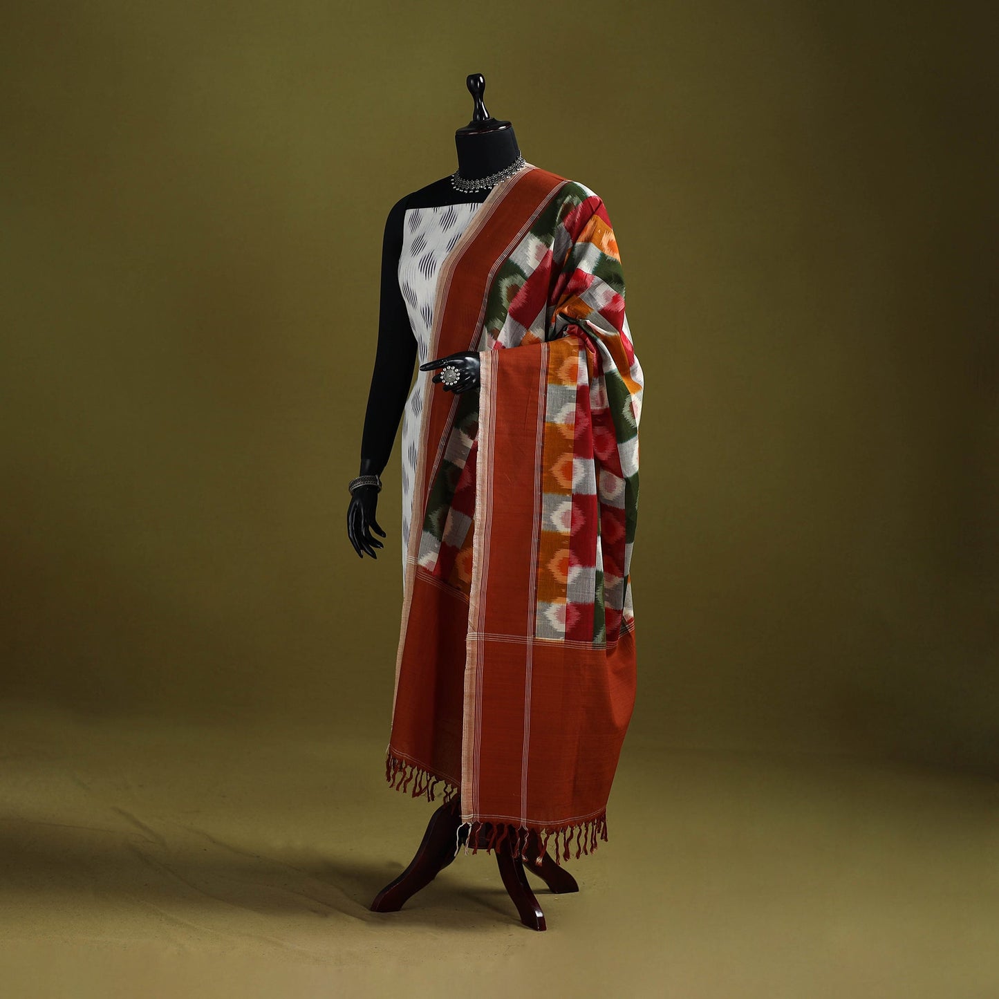 Handloom mercerised cotton pochampally ikat dupatta 39