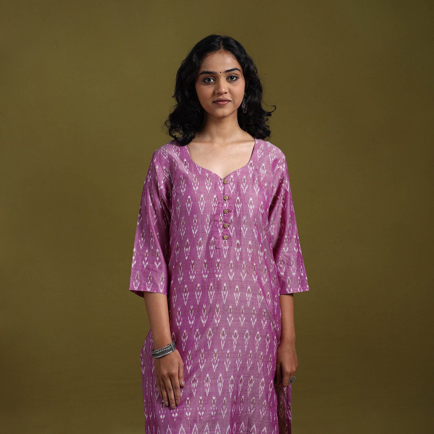 Handloom mercerised cotton straight pochampally ikat kurta