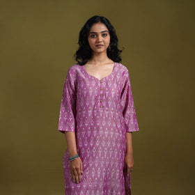 Handloom mercerised cotton straight pochampally ikat kurta