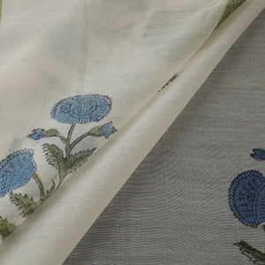 Handloom mul chanderi mughal butta hand block sanganeri