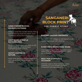 Handloom mul chanderi mughal butta hand block sanganeri
