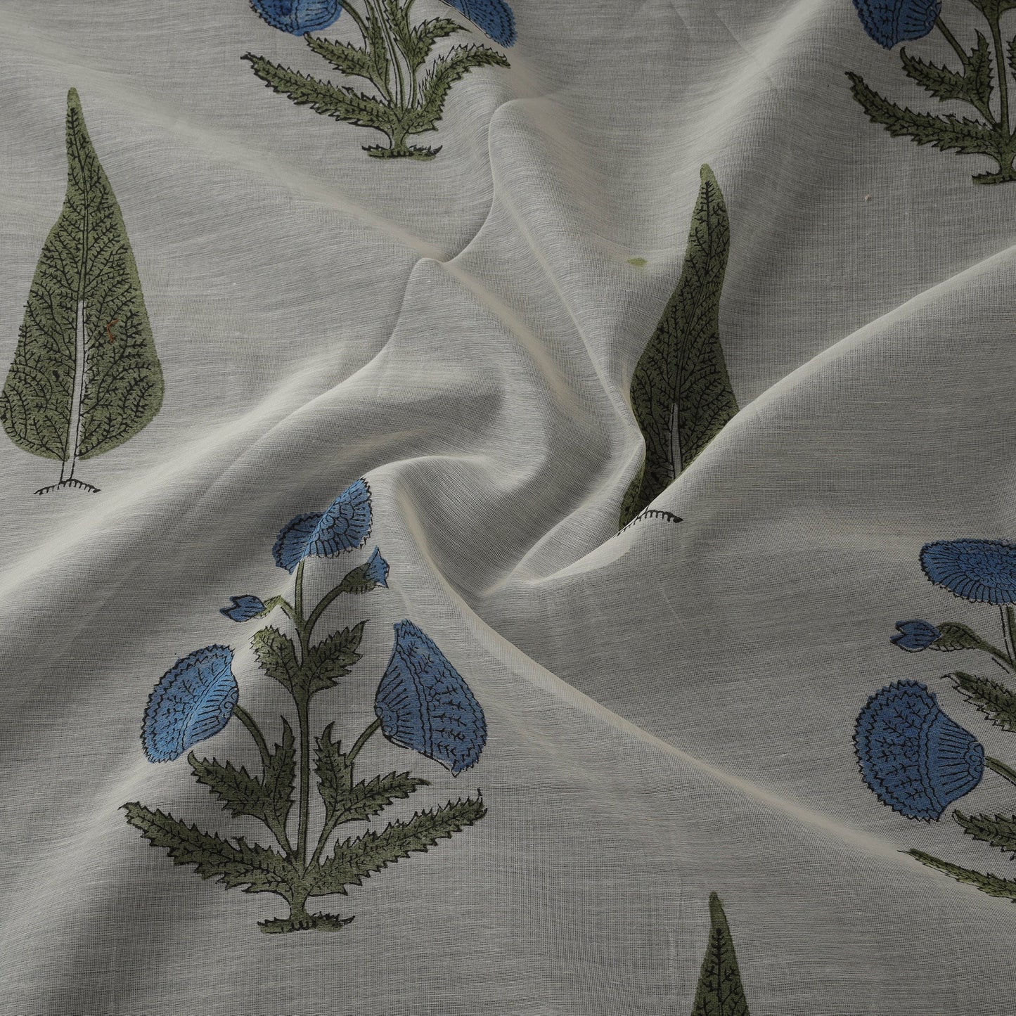 Handloom mul chanderi mughal butta hand block sanganeri