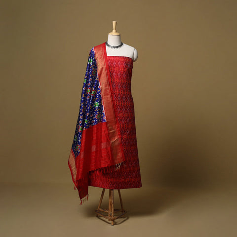 Handloom mulberry silk pochampally ikat 2pc unstitched