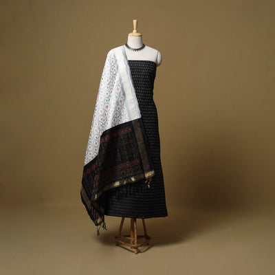 Handloom mulberry silk pochampally ikat 2pc unstitched