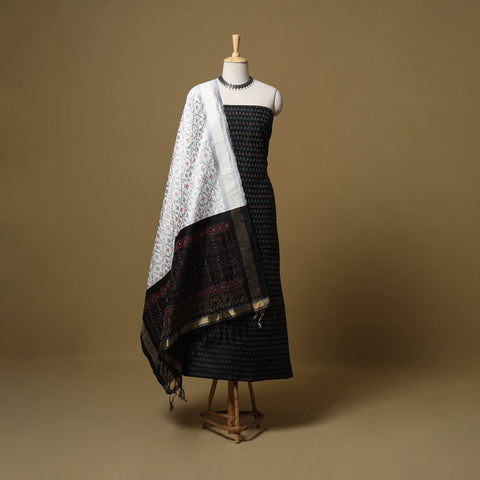 Handloom mulberry silk pochampally ikat 2pc unstitched