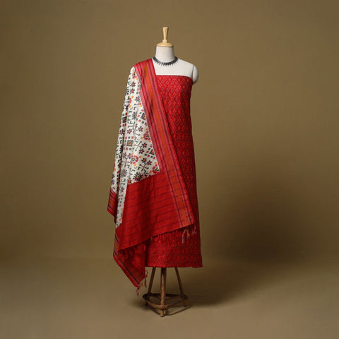 Handloom mulberry silk pochampally ikat 2pc unstitched