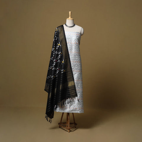 Handloom mulberry silk pochampally ikat 2pc unstitched