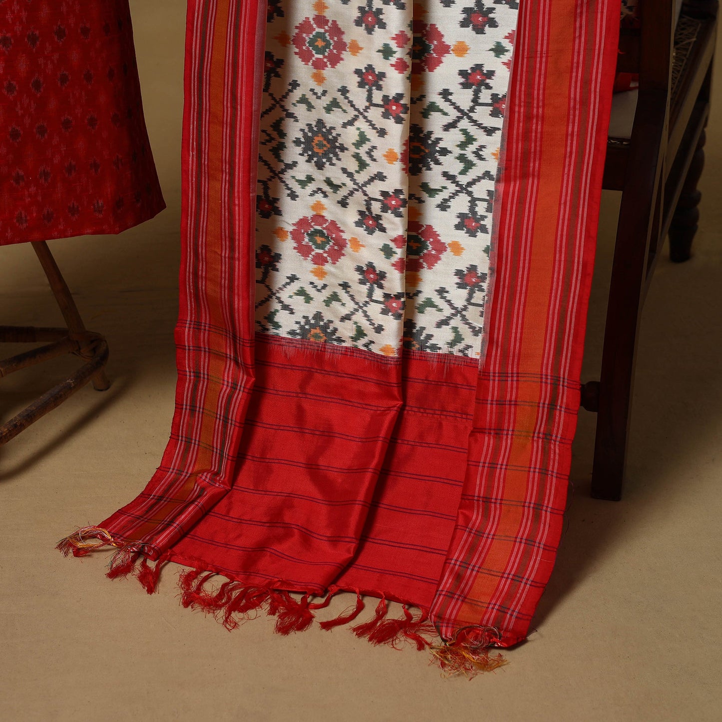 Handloom mulberry silk pochampally ikat 2pc unstitched