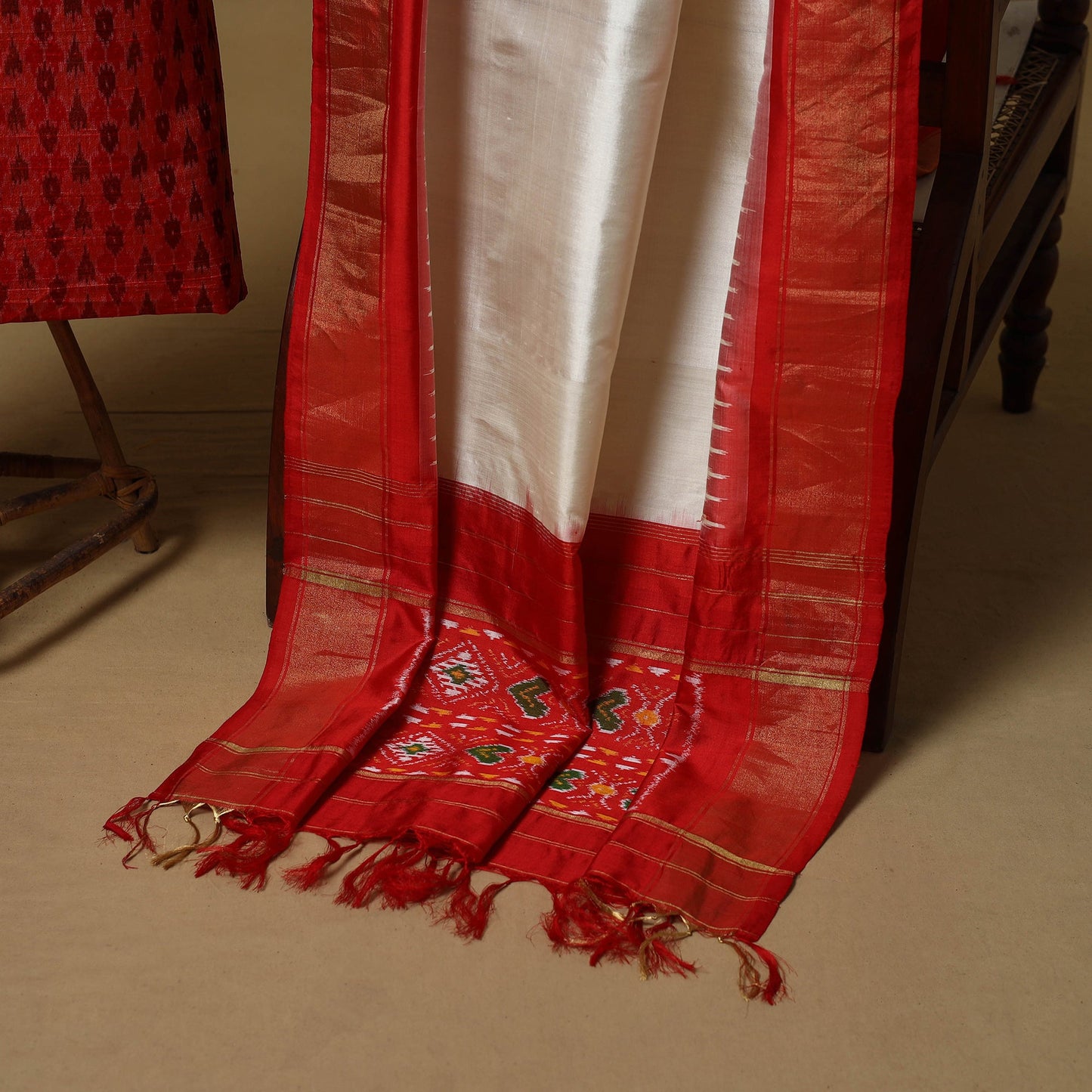 Handloom mulberry silk pochampally ikat 2pc unstitched