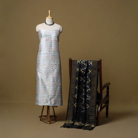 Handloom mulberry silk pochampally ikat 2pc unstitched