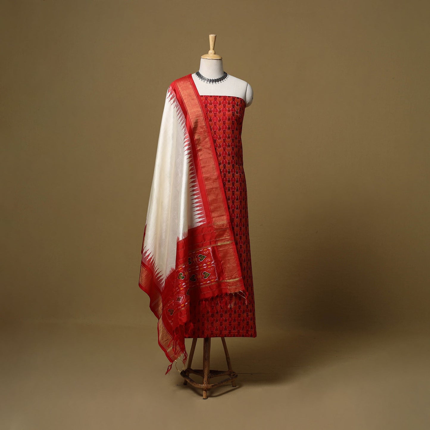 Handloom mulberry silk pochampally ikat 2pc unstitched
