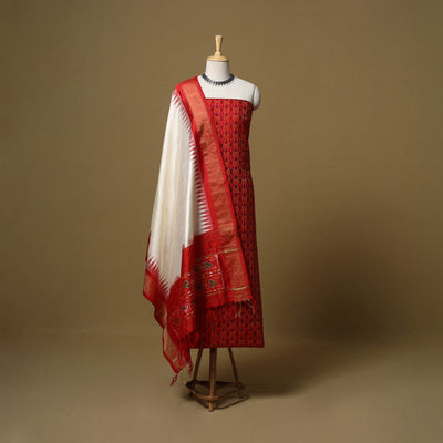 Handloom mulberry silk pochampally ikat 2pc unstitched