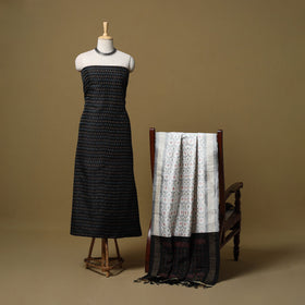 Handloom mulberry silk pochampally ikat 2pc unstitched