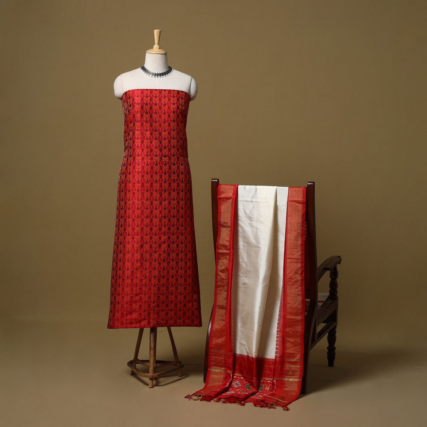 Handloom mulberry silk pochampally ikat 2pc unstitched