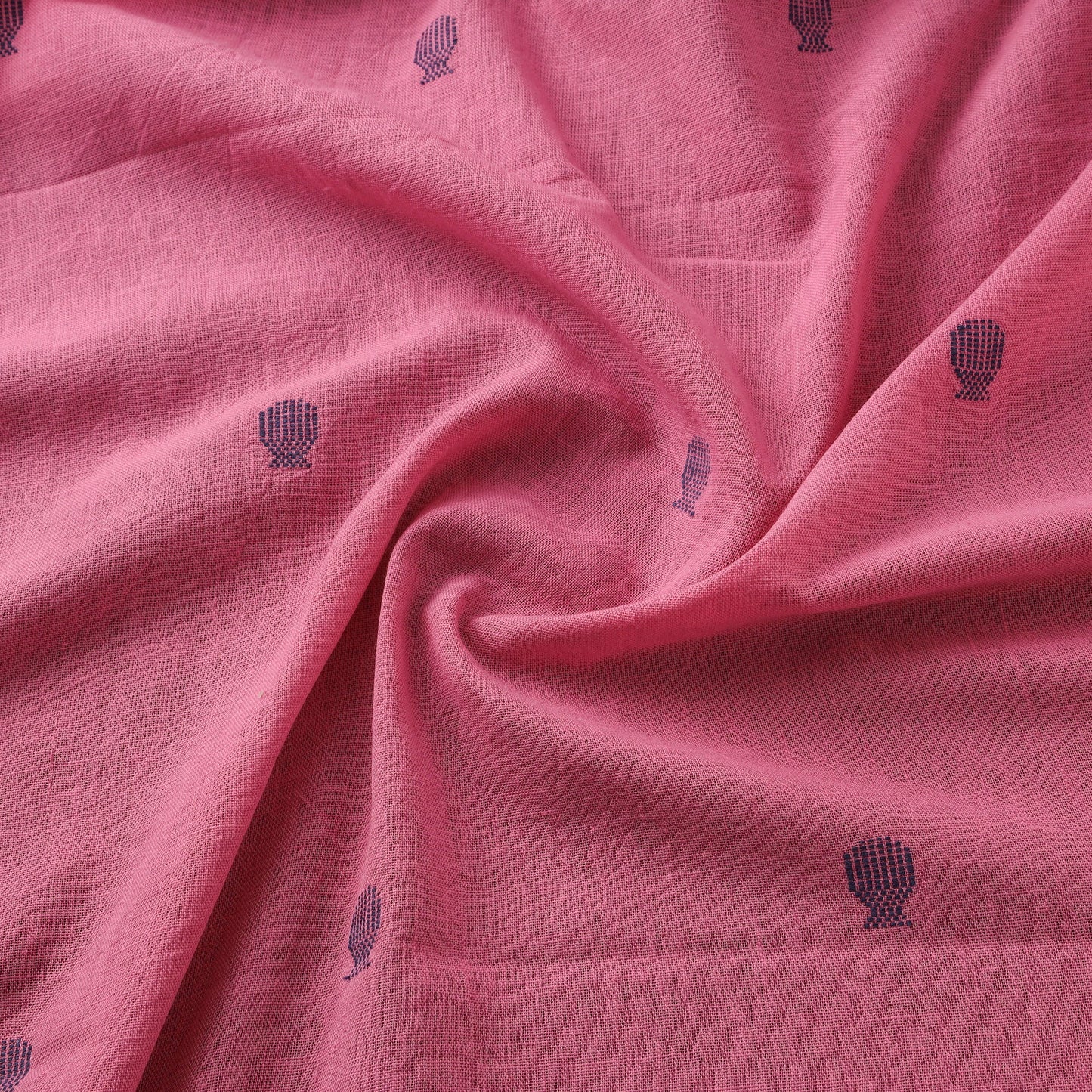 Handloom organic buti kala cotton fabric 01 - handcrafted