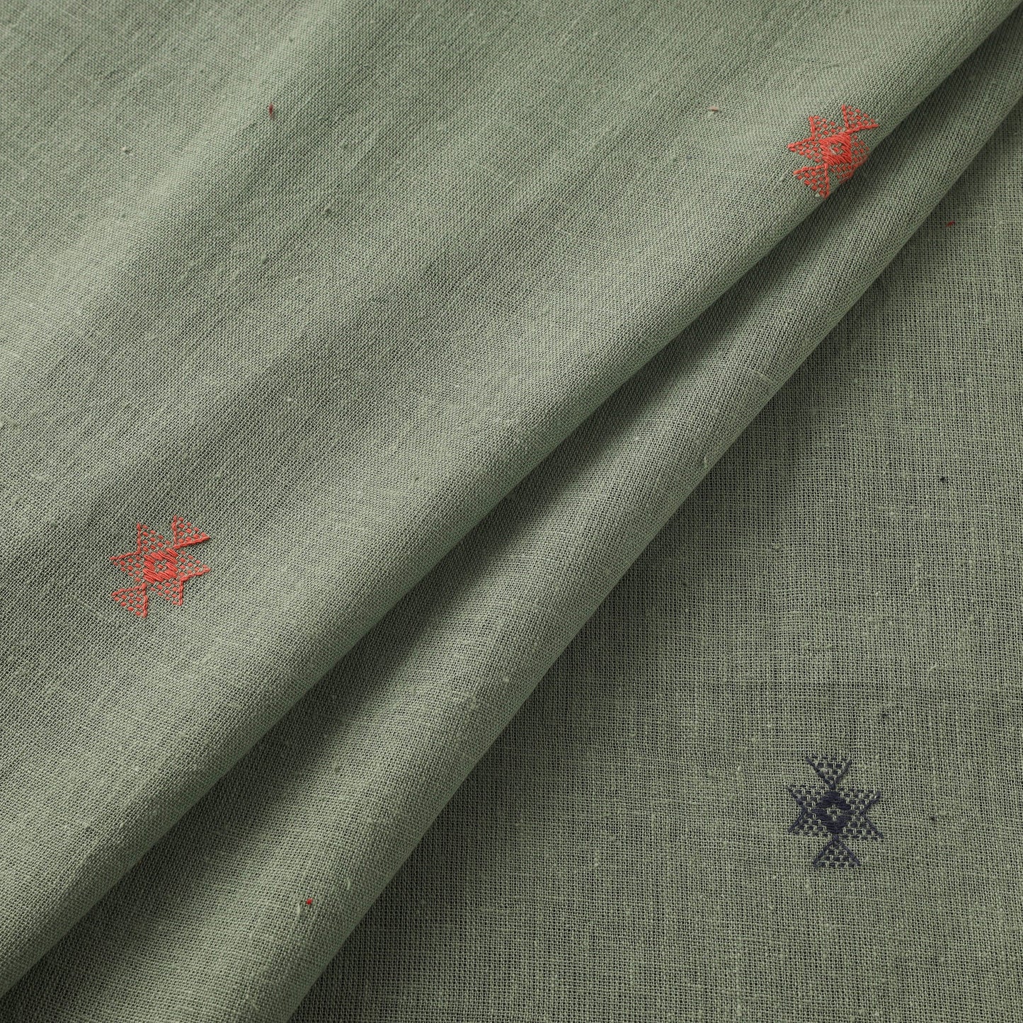 Handloom organic buti kala cotton fabric 05 - handcrafted