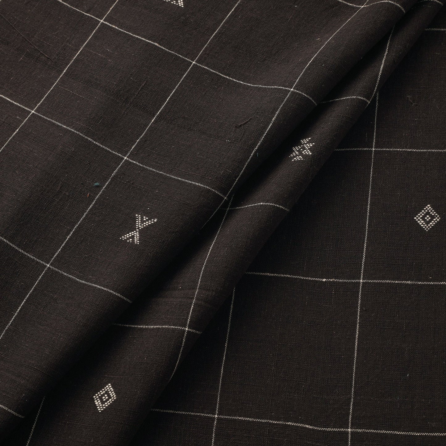 Handloom organic buti kala cotton fabric 07 - handcrafted