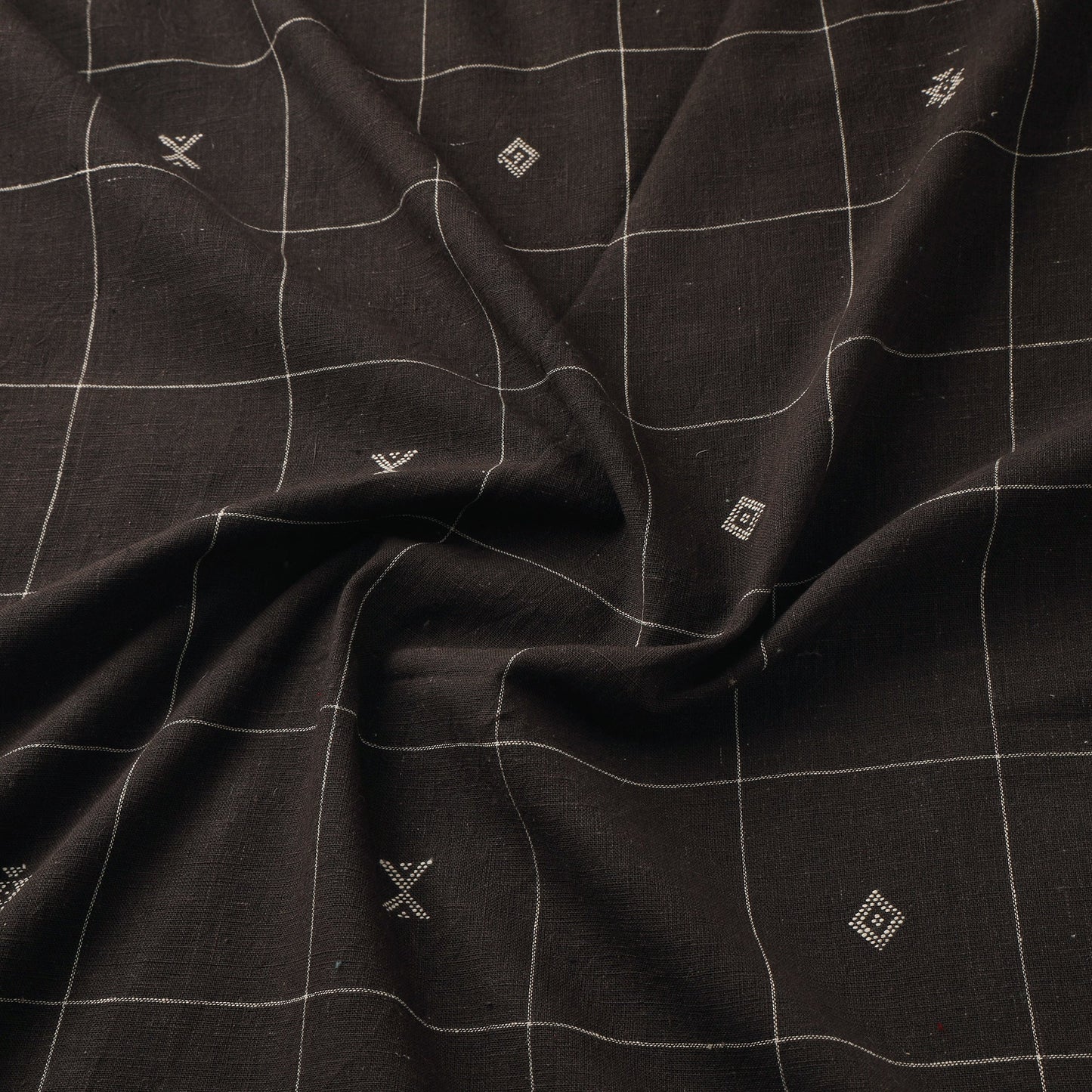 Handloom organic buti kala cotton fabric 07 - handcrafted