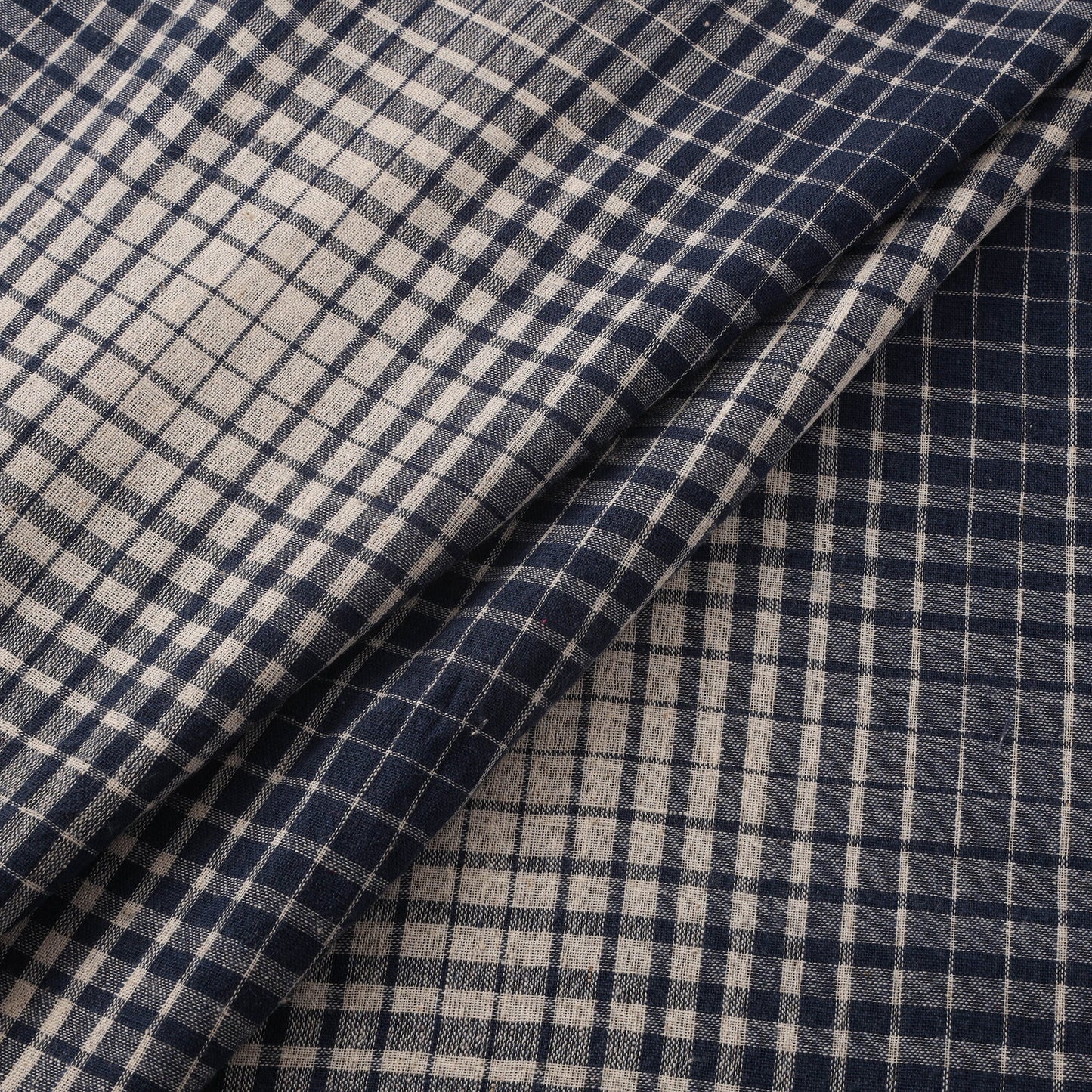 Handloom organic checks kala cotton fabric 10 - handcrafted