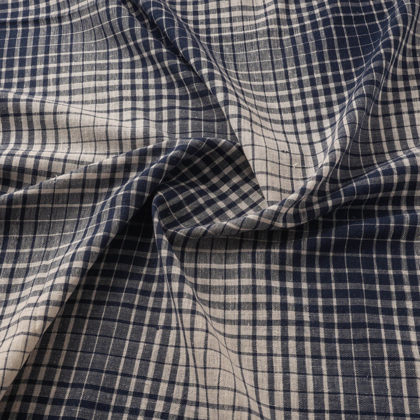 Handloom organic checks kala cotton fabric 10 - handcrafted